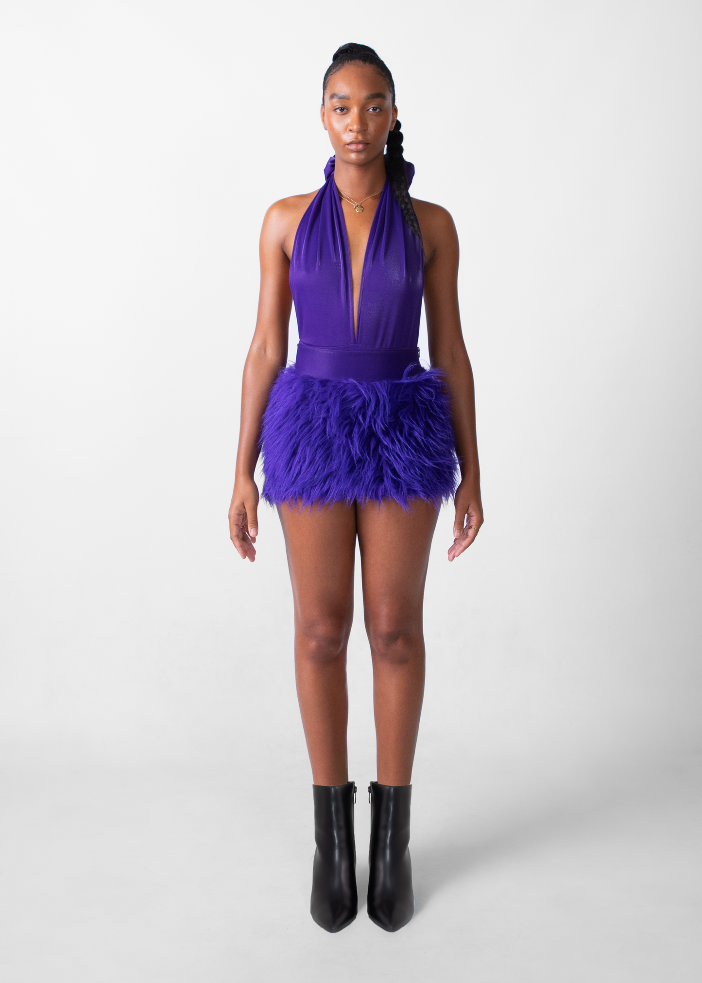 Purple Wahala V-neck set
